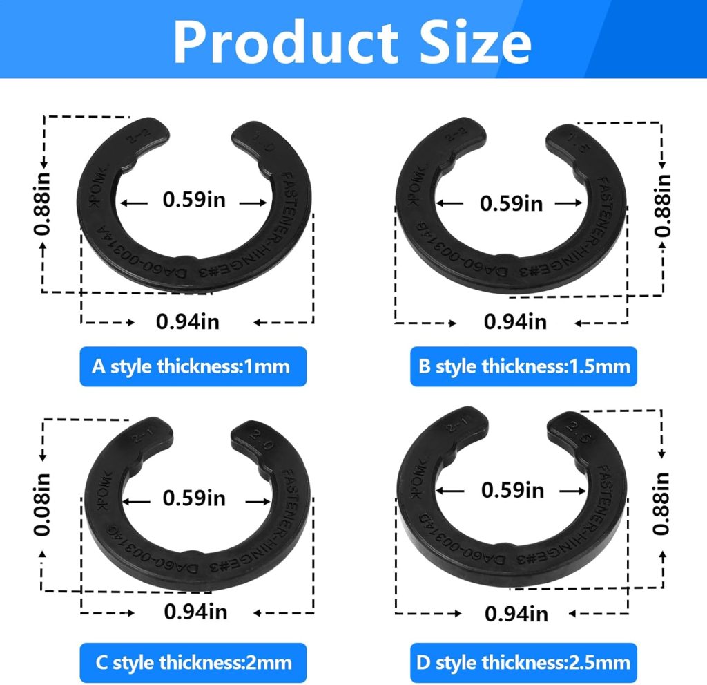 8 Pcs DA99-04158A Hinge Shim Refrigerator Door Height Adjustment Kits, for Samsung 3282540, DA60-00314C, PS6448337 AP5668209 Refrigerator Door Shims Replacement Parts, 4 Different Thickness
