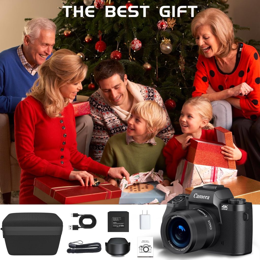 Cameras for Photography, 4K 64MP Vlogging Camera for YouTube, Autofocus Digital Camera with Large 4.0“ Touchscreen 16x Digital Zoom, Dual Camera, 3000mAH Battery, Lens Hood, 32G Memory Card, Black Cameras for Photography, 4K 64MP Vlogging Camera for YouTube, Autofocus Digital Camera with Large 4.0“ Touchscreen 16x Digital Zoom, Dual Camera, 3000mAH Battery, Lens Hood, 32G Memory Card, Black
