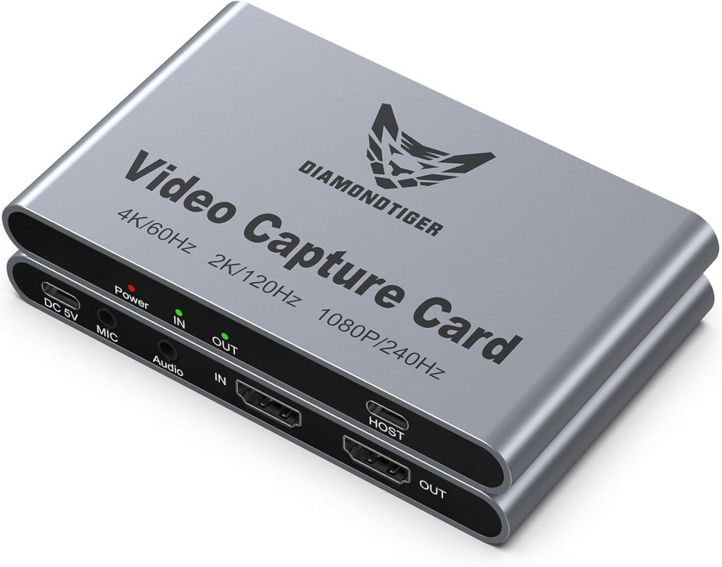 HDMI Capture Card for Streaming and Recording - 4K@60HZ, 1080P@240HZ,HDR VRR Passthrough Near-Zero Latency Video Capture Card for PS5, Xbox Series X/S, Nintendo in OBS™, Twitch,YouTube
