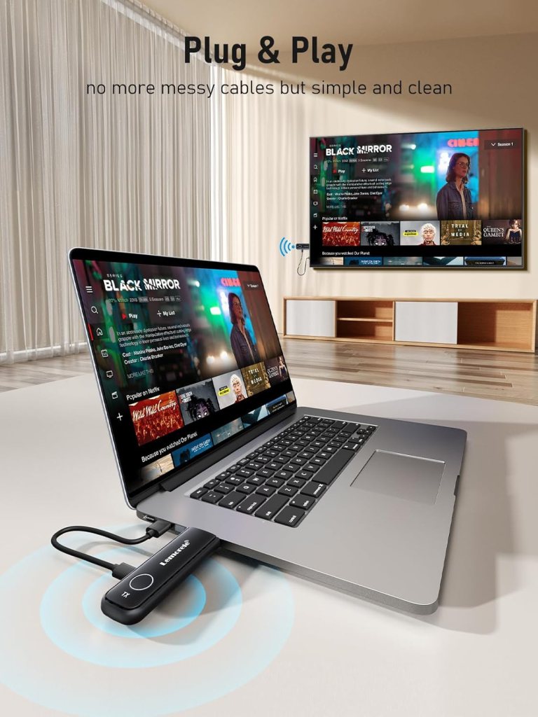 Lemorele Wireless HDMI Transmitter and Receiver Kit,Portable Wireless HDMI Extender,PlugPlay,2.4/5G 164ft Range 1080P HD,Up to 8 Transmitter,for Streaming VideoAudio to Monitor from Laptop/TV-Boxs