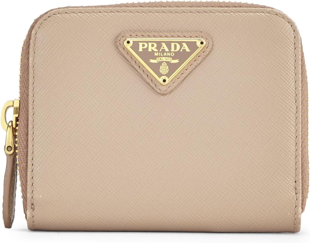 Prada, Pre-Loved Beige Saffiano Leather Compact Zip Wallet, Beige : Luxury Stores
