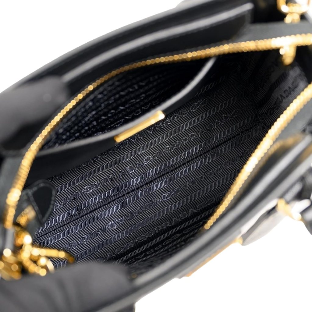 Prada Triangle Logo Black Saffiano Lux Leather Crossbody Satchel Bag