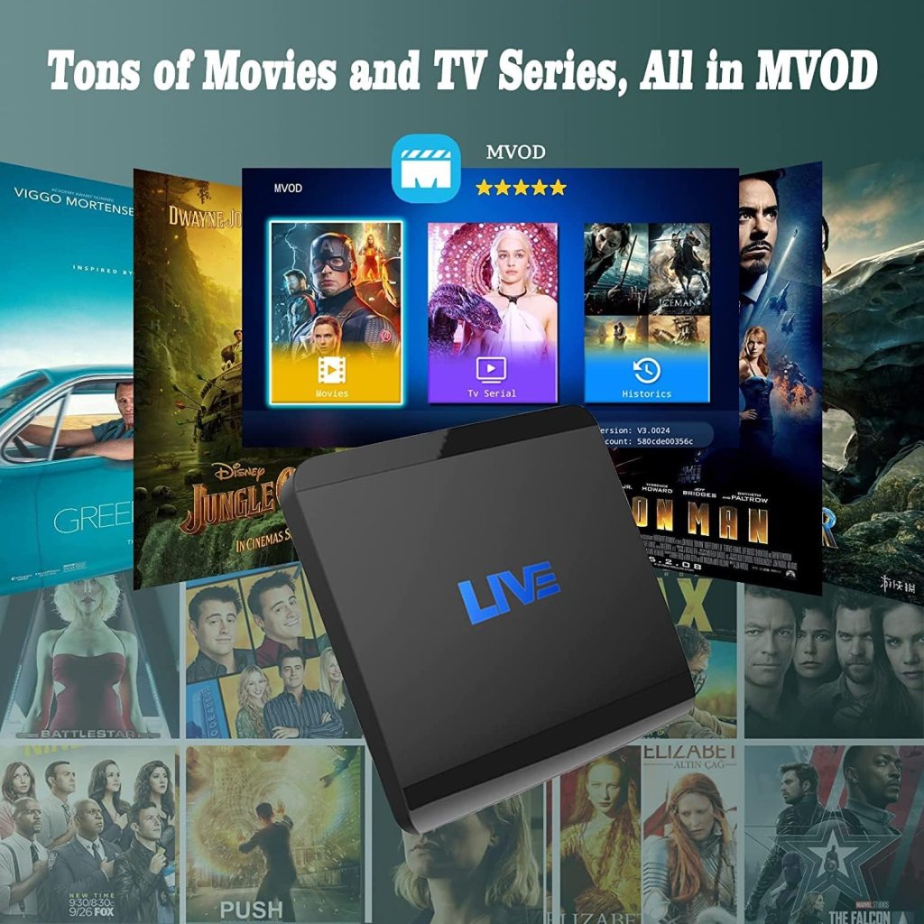 Android Box with 8600+ 4K Live Videos Built-in Dual Band 2.4G/5G WiFi, 4K HDR Video