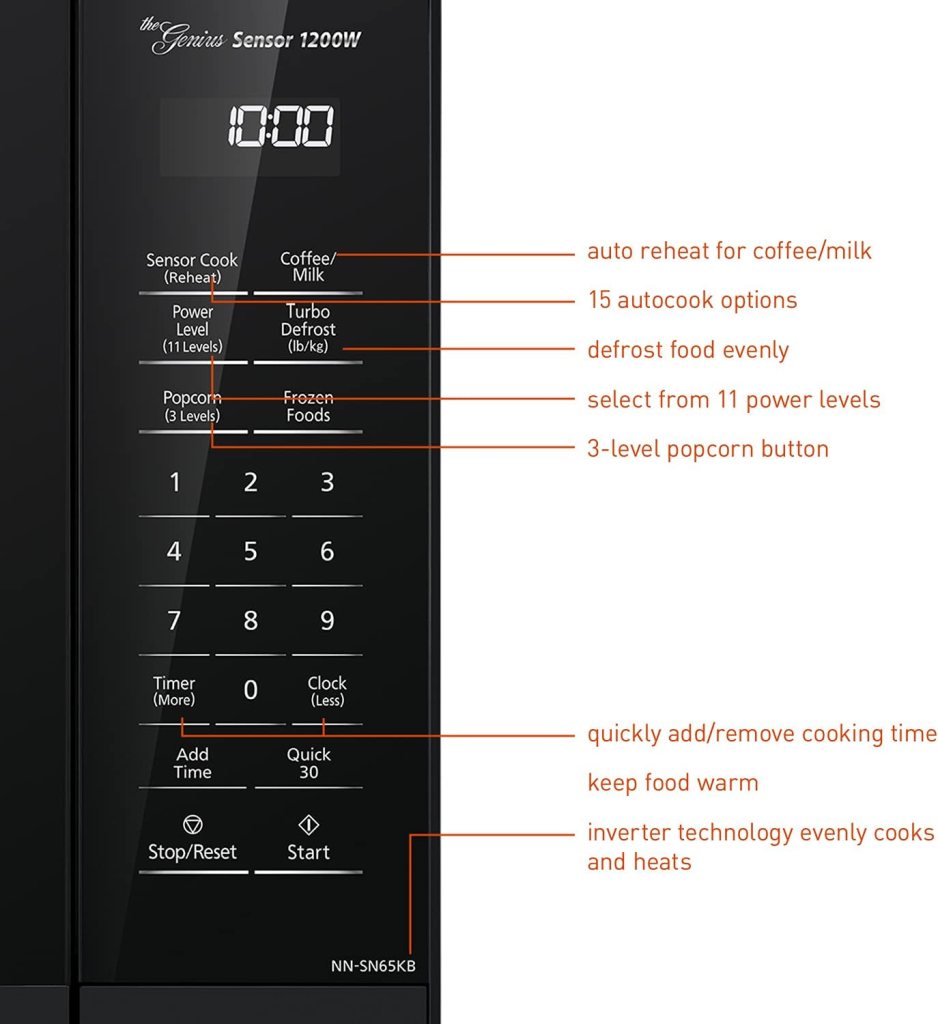 Panasonic NN-SN65KB Microwave Oven with Inverter Technology 1200W, 1.2 cu.ft. Small Genius Sensor One-Touch Cooking, Popcorn Button, Turbo Defrost-NN-SN65KB (Black) Panasonic NN-SN65KB Microwave Oven with Inverter Technology 1200W, 1.2 cu.ft. Small Genius Sensor One-Touch Cooking, Popcorn Button, Turbo Defrost-NN-SN65KB (Black)
