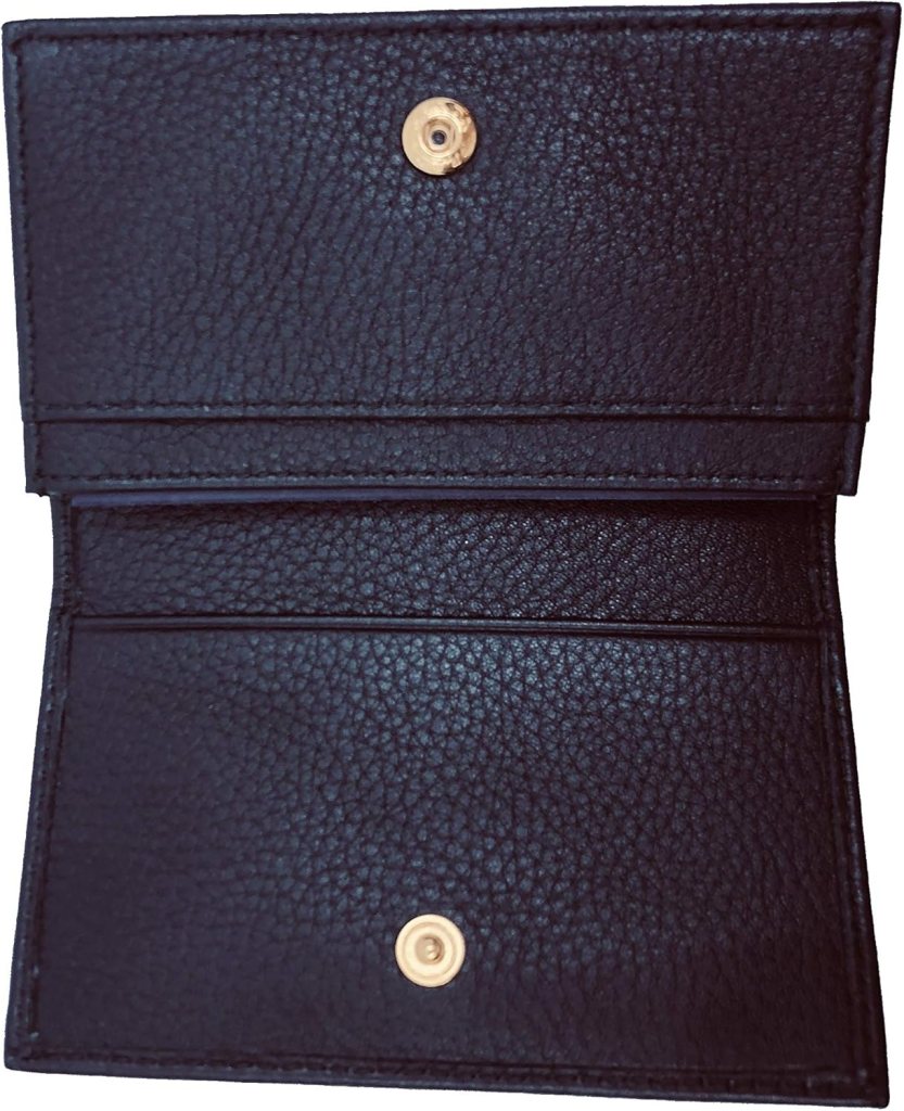 Prada Black Vitello Grain Soft Calf Leather Credit Card Case Wallet 1MC122