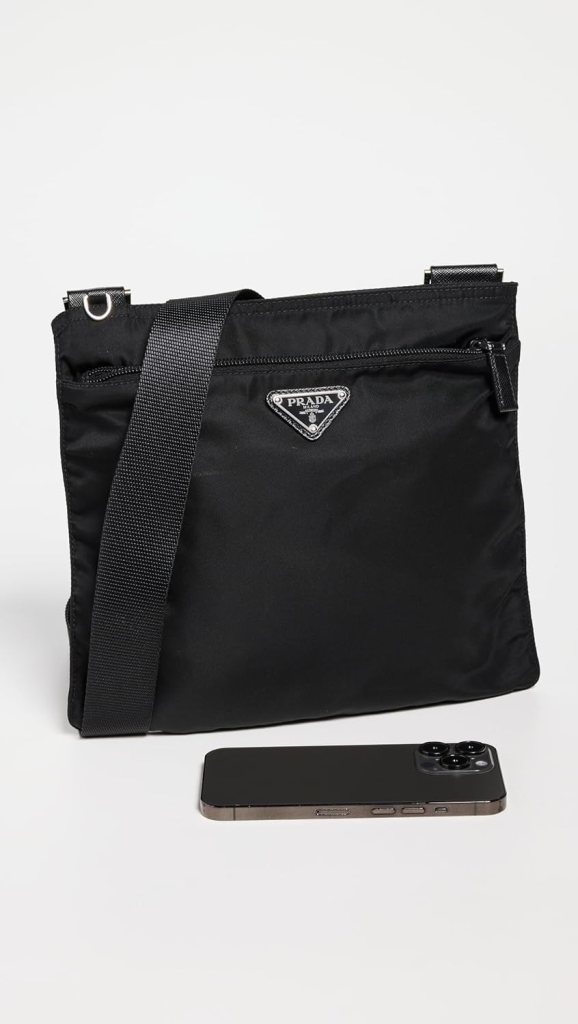 Prada Flat Messenger Bag, Nylon - Black - One Size