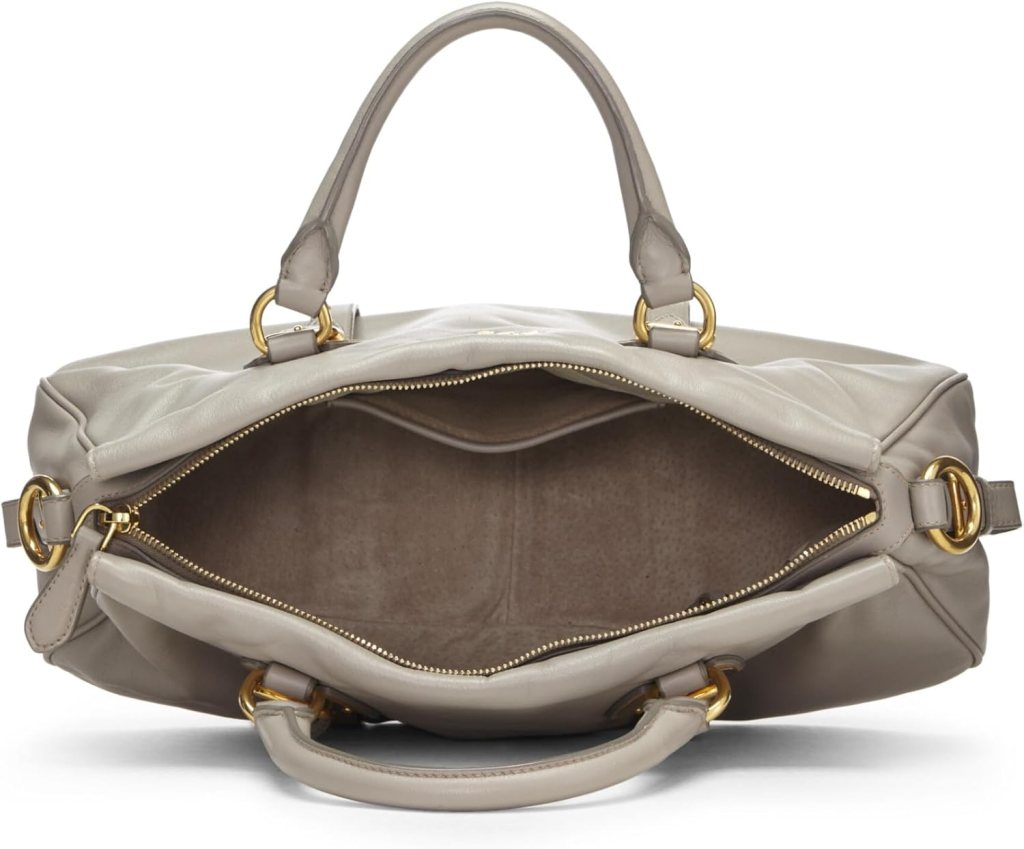 Prada, Pre-Loved Grey Calfskin Convertible Buckle Handbag, Grey : Luxury Stores