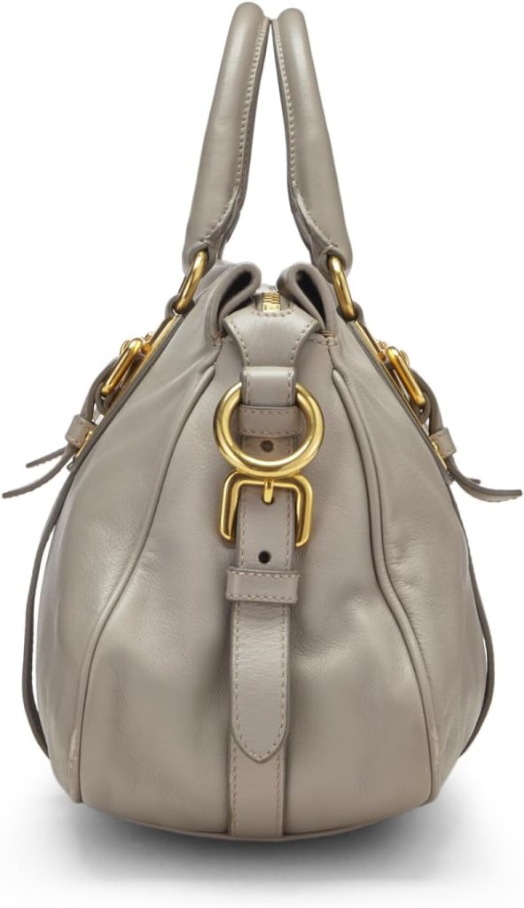Prada, Pre-Loved Grey Calfskin Convertible Buckle Handbag, Grey : Luxury Stores