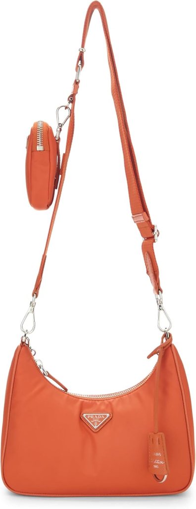 Prada, Pre-Loved Orange Tessuto Re-Edition 2005 Hobo Mini, Orange : Luxury Stores Prada, Pre-Loved Orange Tessuto Re-Edition 2005 Hobo Mini, Orange : Luxury Stores