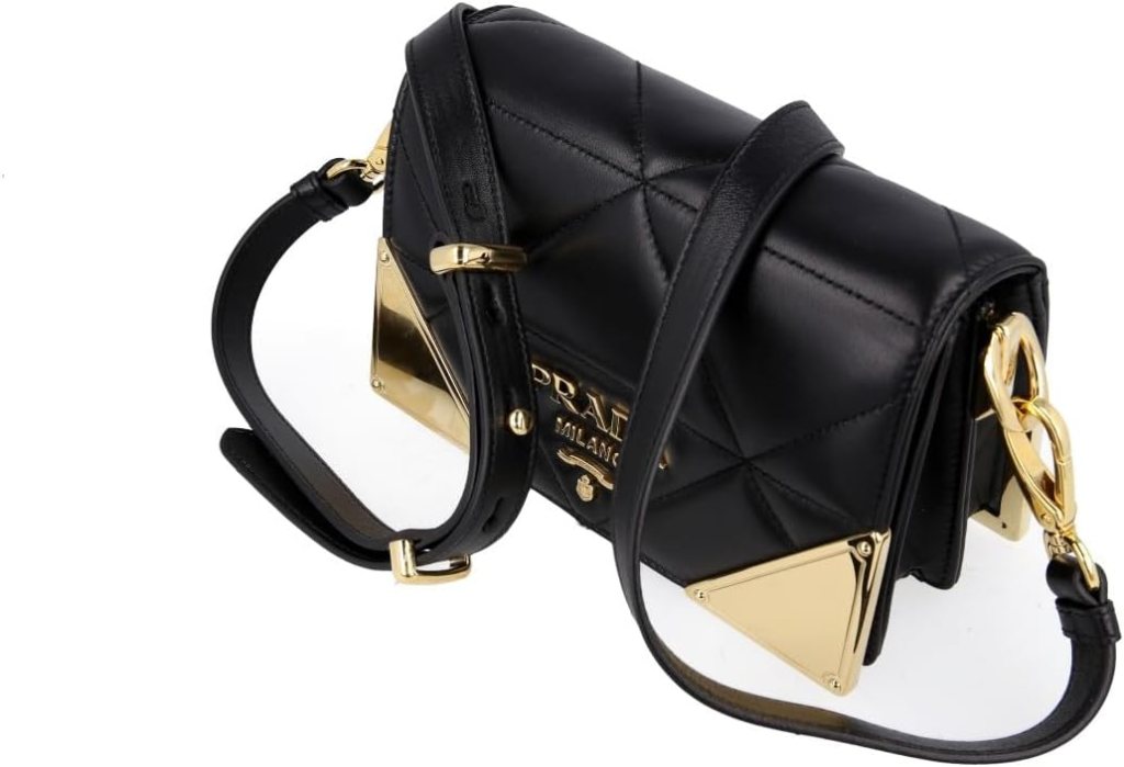 Prada Womens 1BD333 Black Leather Shoulder Bag