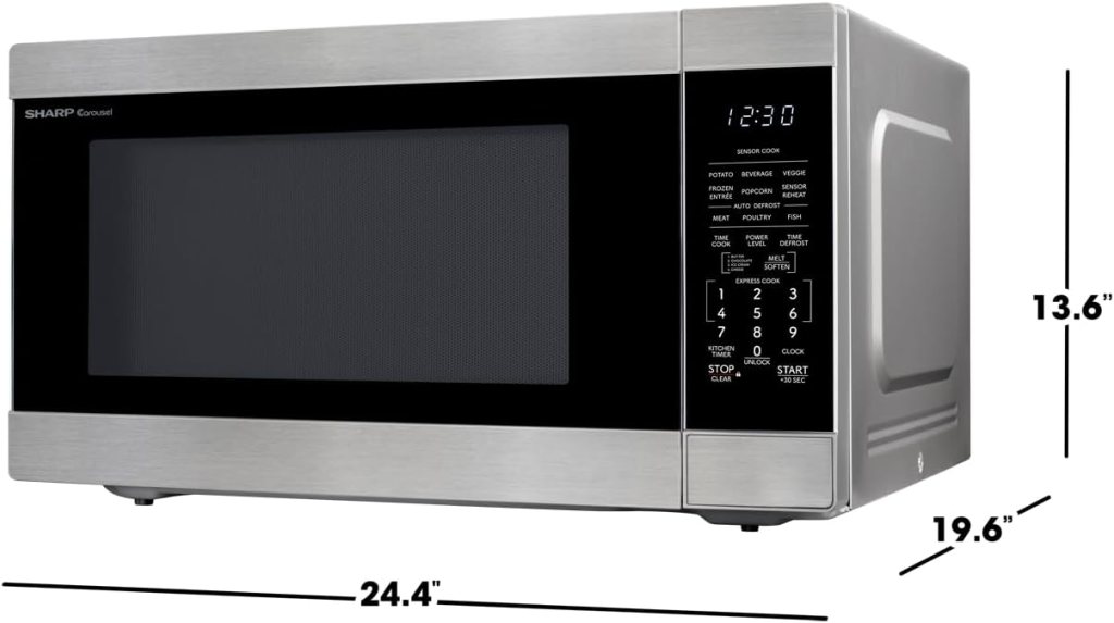 SHARP SMC2266KS Oven with Removable 16.5 Carousel Turntable, Cubic Feet, 1200 Watt Countertop Microwave, 2.2 CuFt, Stainless Steel