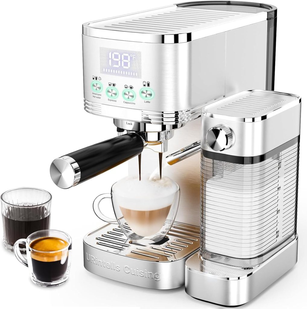 Espresso Machine 20 Bar Cappuccino Latte Machine with Automatic Milk Frother,Temperature Control LED Display StainlessSteel Dual Heat System Coffee Maker with ESE Pod Filter for Home Espresso Machine 20 Bar Cappuccino Latte Machine with Automatic Milk Frother,Temperature Control LED Display StainlessSteel Dual Heat System Coffee Maker with ESE Pod Filter for Home