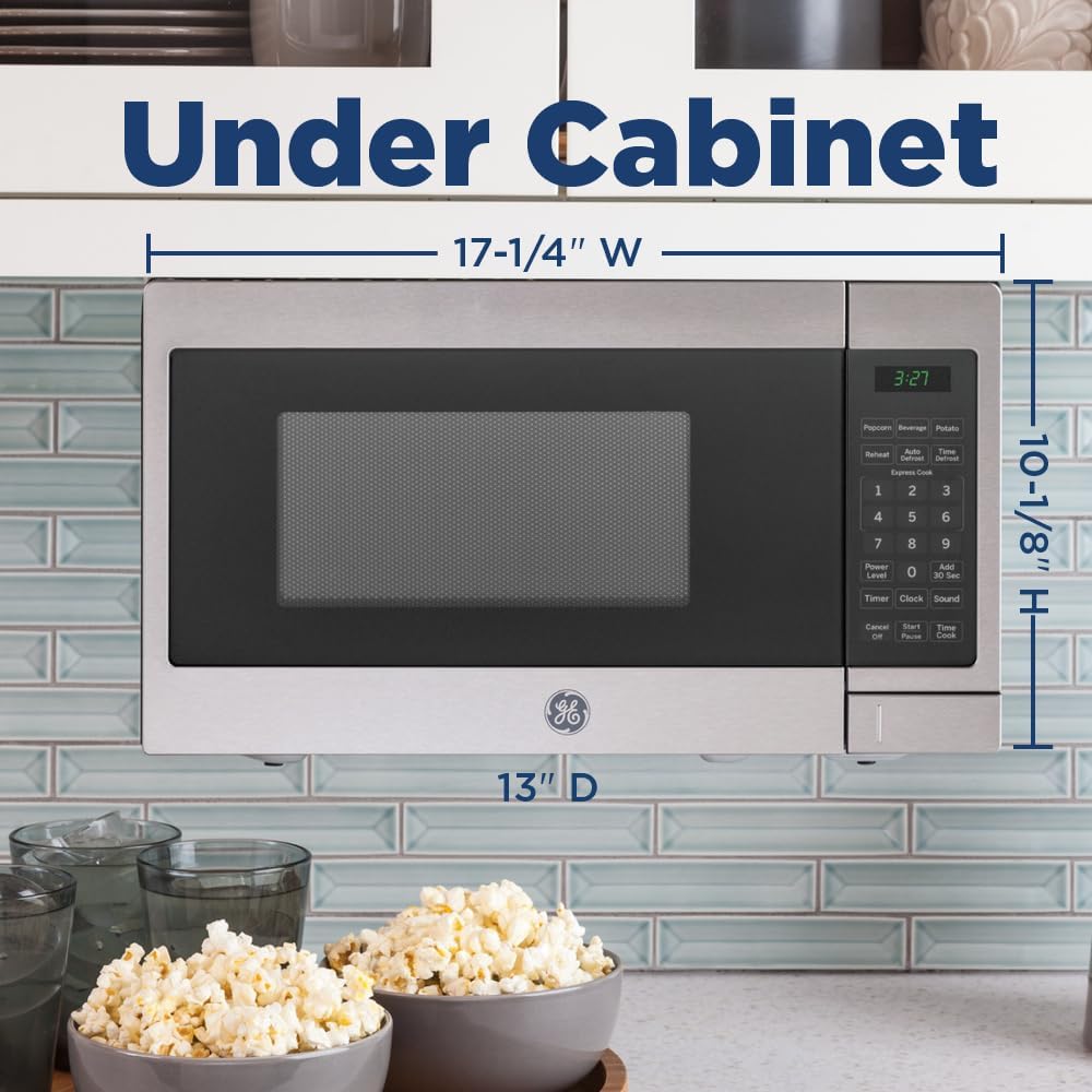 GE ‎JEM3072SHSS Microwave Oven 700 Watts, Auto or Manual Defrost Option, Kitchen Essentials for The Countertop, 0.7 Cubic Feet Capacity, Stainless Steel