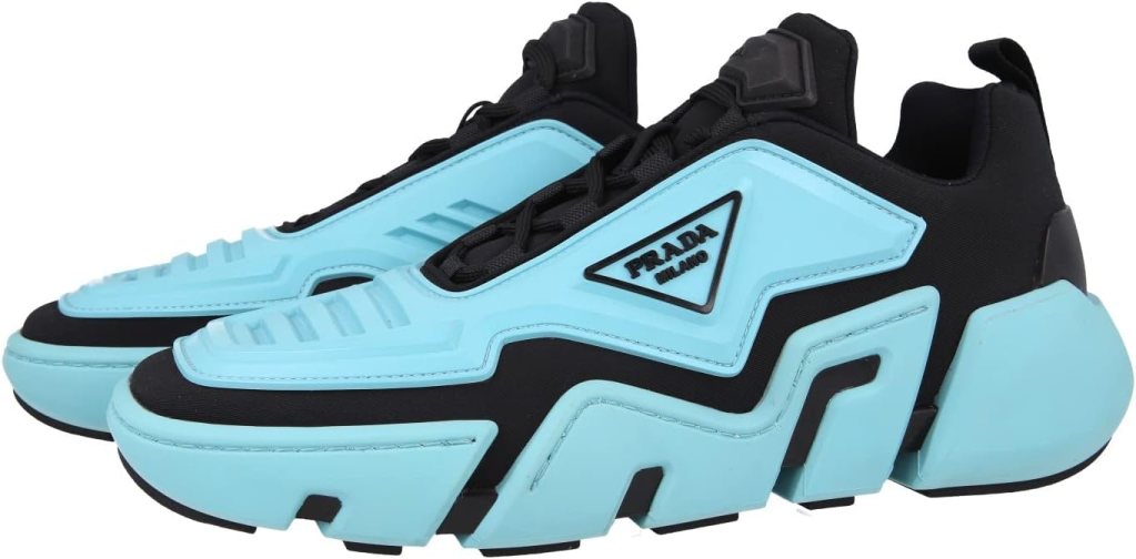 Prada Mens 2EG314 Blue Leather Techno Stretch Sneaker