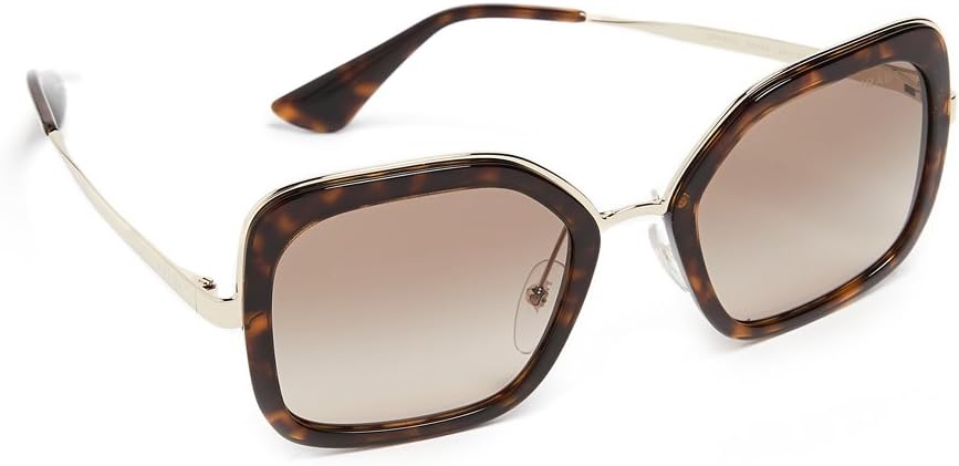 Prada PR 57US 2AU3D0 Havana Plastic Square Sunglasses Brown Gradient Lens