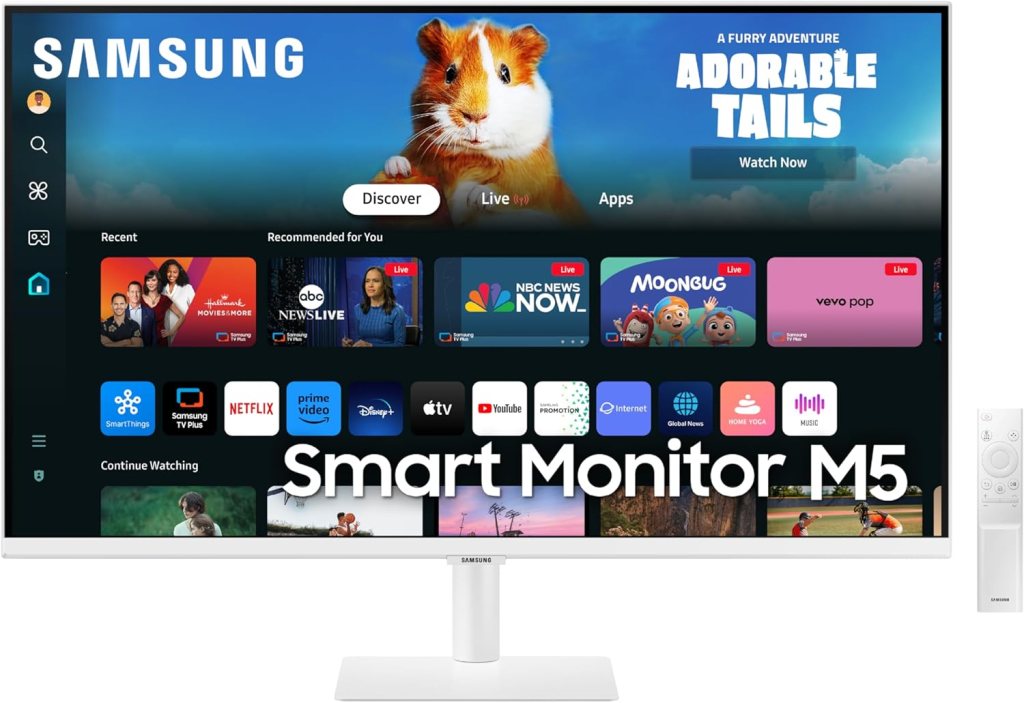 SAMSUNG 32-Inch M5 (M50D) Series FHD Smart Monitor with Streaming TV, Speakers, HDR10, Gaming Hub, Multiple Ports, Workout Tracker, Vision Accessibility Tools, LS32DM501ENXZA, 2024