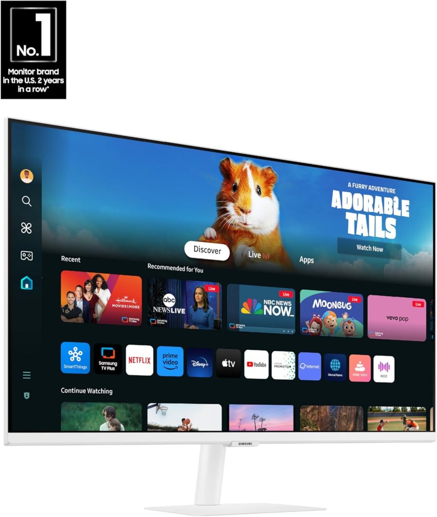 SAMSUNG 32-Inch M5 (M50D) Series FHD Smart Monitor with Streaming TV, Speakers, HDR10, Gaming Hub, Multiple Ports, Workout Tracker, Vision Accessibility Tools, LS32DM501ENXZA, 2024