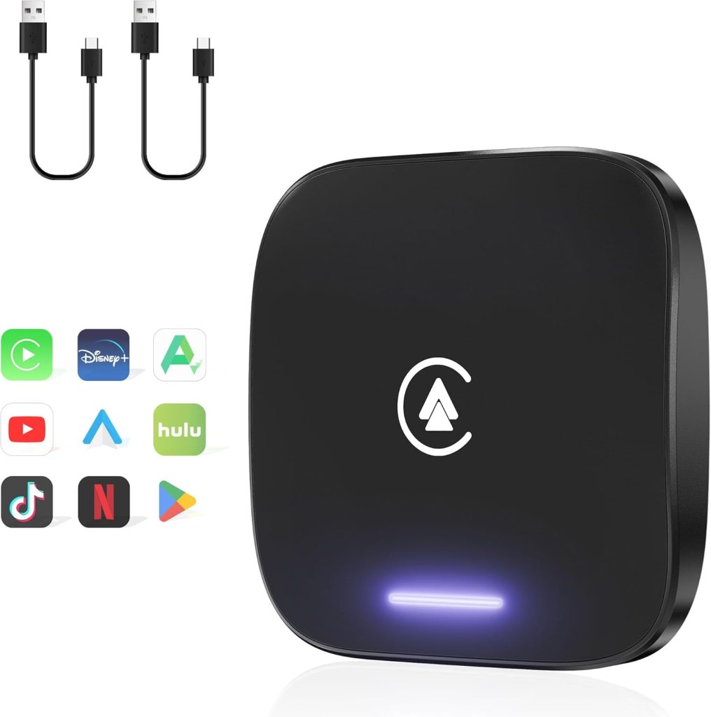 Wireless CarPlay Adapter, Android Auto CarPlay Box Build in Google Play, YouTube, Netflix, Live Sports and More! 4GB+64GB, 8Core Multimedia Magic Box with SIM, TF Card for OEM 2016 Wired CarPlay Cars