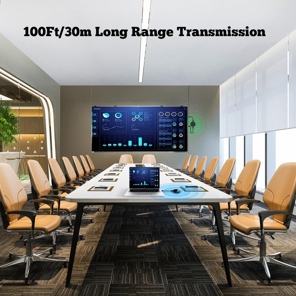 Wireless HDMI Transmitter and Receiver, 4K Decoding 1080P 60HZ Output, 100ft/30m,Dual Band 2.4/5GHz, Streaming Video Audio from Laptop, PC, STB, Camera to TV, Projector, Monitor Wireless HDMI Transmitter and Receiver, 4K Decoding 1080P 60HZ Output, 100ft/30m,Dual Band 2.4/5GHz, Streaming Video Audio from Laptop, PC, STB, Camera to TV, Projector, Monitor