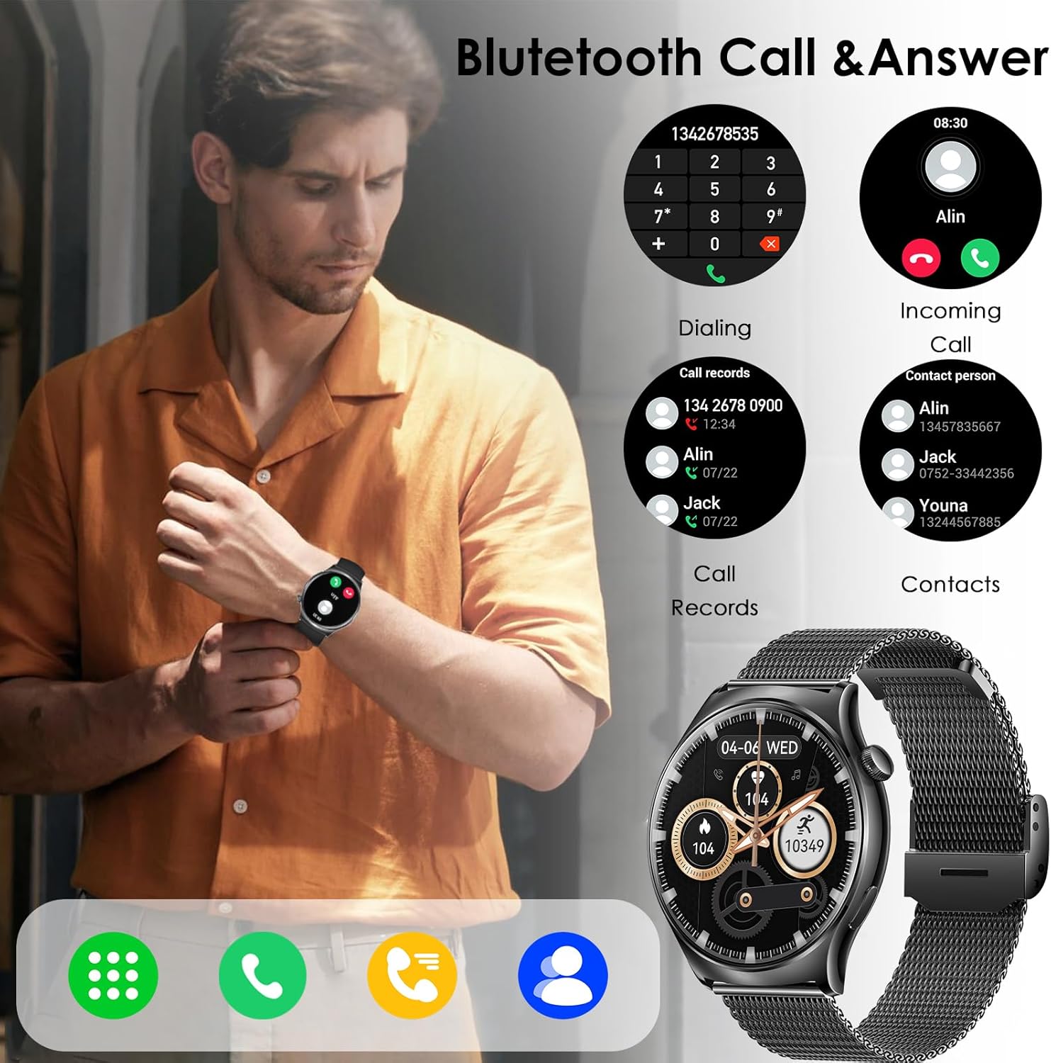 HXQHSTBG Smart Watch for Men Women(Answer/Make Calls) 1.43" HD Fitness Tracker Watch with IP68 Waterproof - Image 2