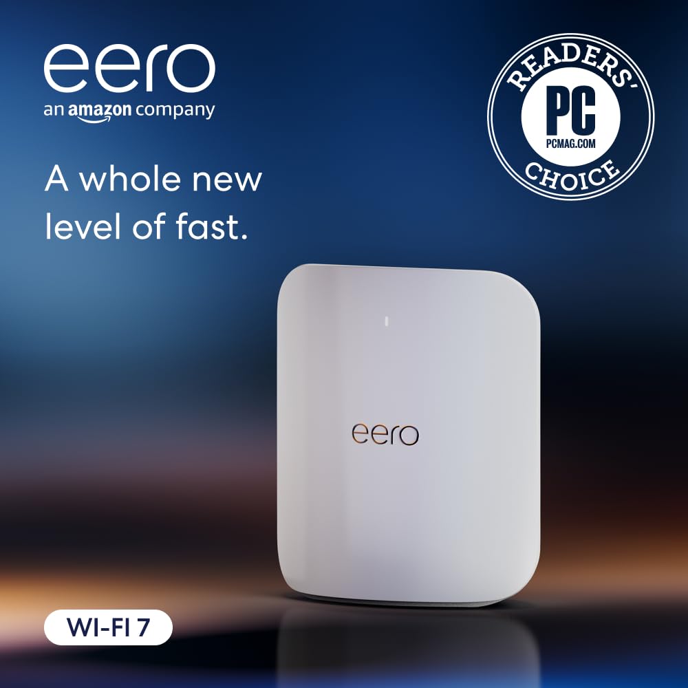 Amazon eero Max 7 mesh wifi router (newest model) - Supports internet plans up to 10 Gbps, Coverage up to 2,500 sq. ft., Connect 250+ devices, 1-pack Amazon eero Max 7 mesh wifi router (newest model) - Supports internet plans up to 10 Gbps, Coverage up to 2,500 sq. ft., Connect 250+ devices, 1-pack