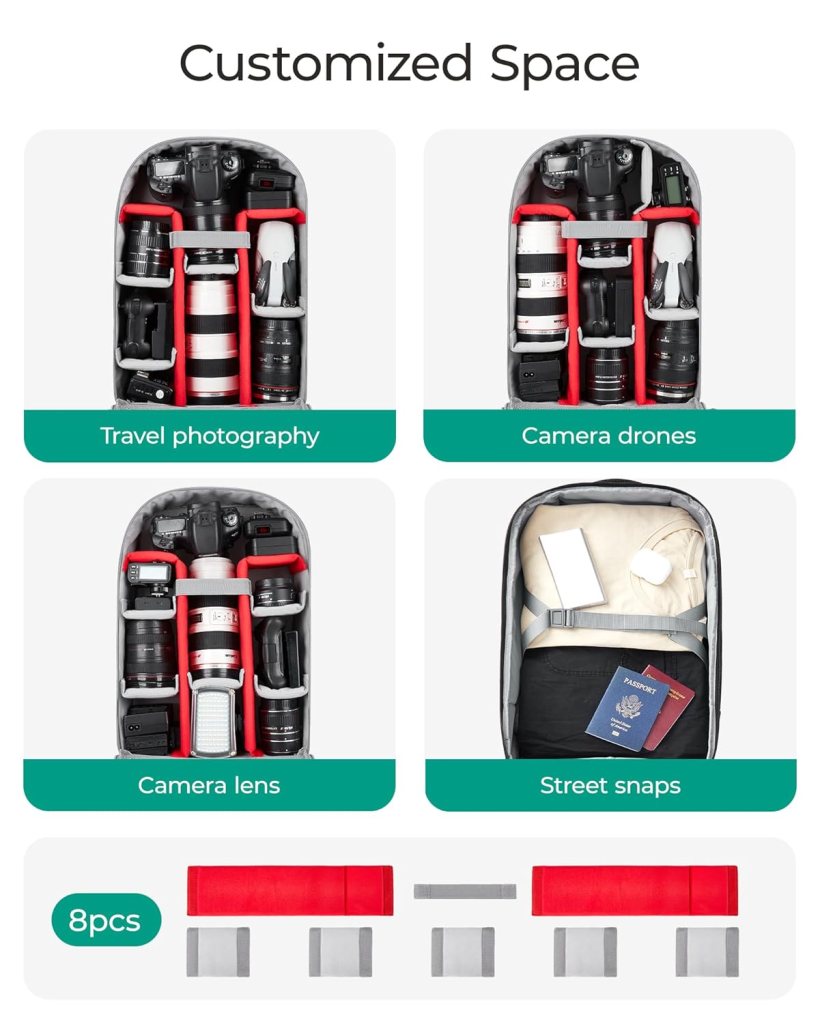 BAGSMART Rolling Camera Bag for DSLRs, Professional Large Camera Backpacks for Travelling Photographers, Photographic Rolling Case Travel Suitcase, Black BAGSMART Rolling Camera Bag for DSLRs, Professional Large Camera Backpacks for Travelling Photographers, Photographic Rolling Case Travel Suitcase, Black