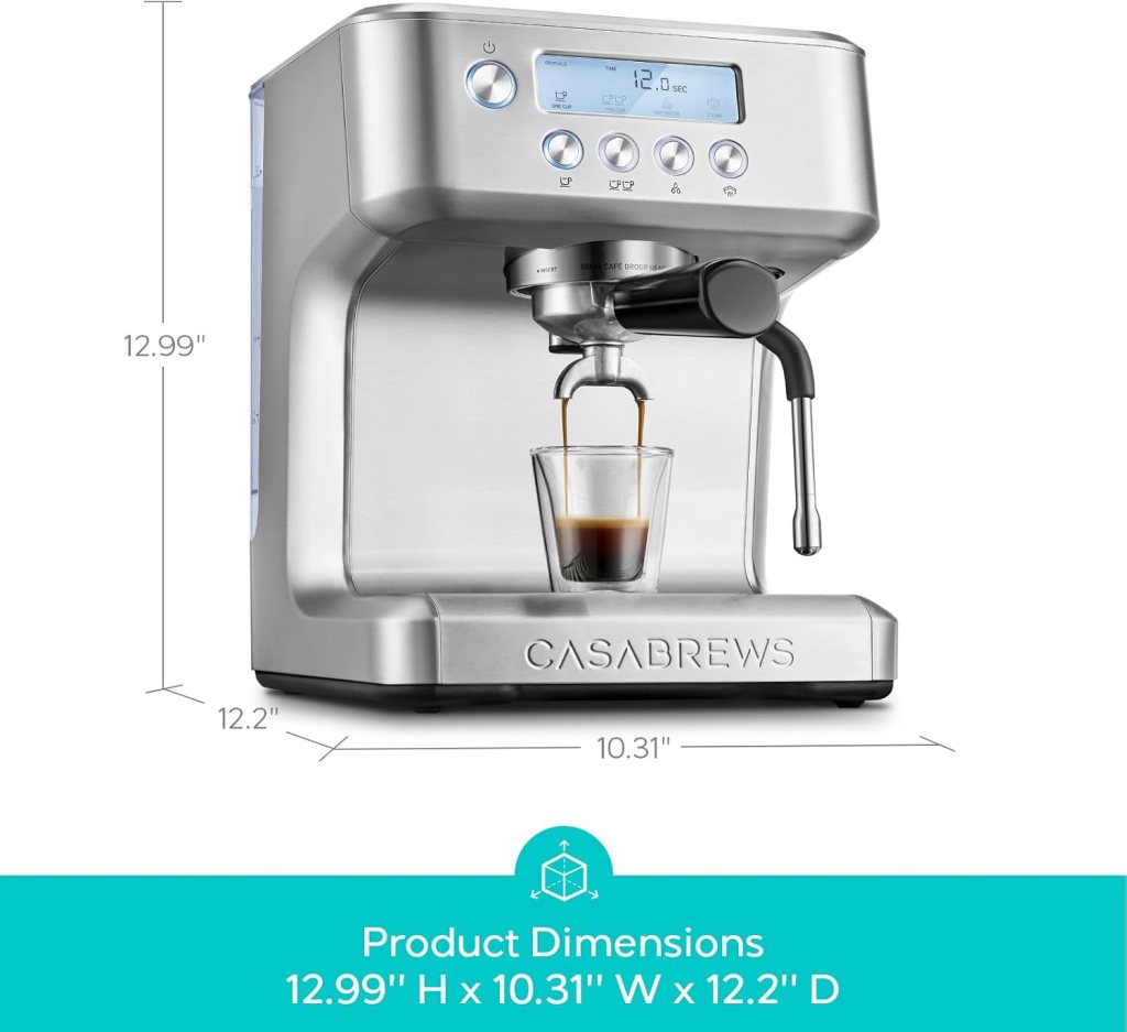 CASABREWS Ultra Espresso Machine with LCD Display, Powerful Milk Frother and Customizable Brewing Temperature, Provides Barista-Level Lattes and Cappuccinos