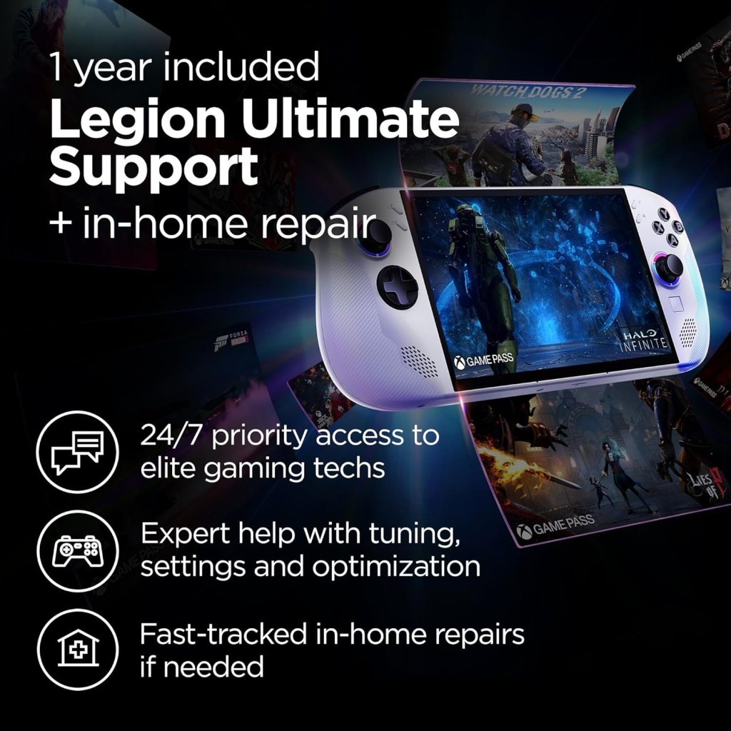Lenovo Legion Go S - 2025 - Mobile Gaming Console - AMD Radeon graphics - 8 PureSight IPS Display - 120Hz - AMD Ryzen™ Z2 Go - 16GB Memory - 512GB Storage - Glacier White - Free PC Game Pass