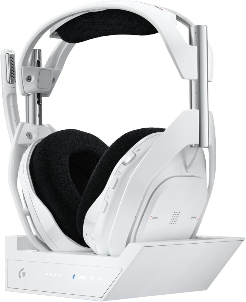 Logitech G Astro A50 X Omni-Platform Wireless Gaming Headset + Base Station for PS5, Xbox, PC: PLAYSYNC Video Audio Switcher, HDMI 2.1 4K 120Hz VRR, 24 bit/48 kHz, 24hr Battery, 2.4GHz BT - White Logitech G Astro A50 X Omni-Platform Wireless Gaming Headset + Base Station for PS5, Xbox, PC: PLAYSYNC Video Audio Switcher, HDMI 2.1 4K 120Hz VRR, 24 bit/48 kHz, 24hr Battery, 2.4GHz BT - White