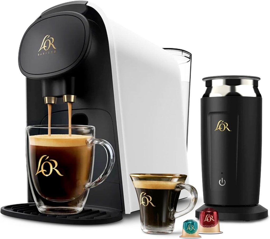 LOR Barista System Coffee and Espresso Machine Combo with Frother, Matte Black