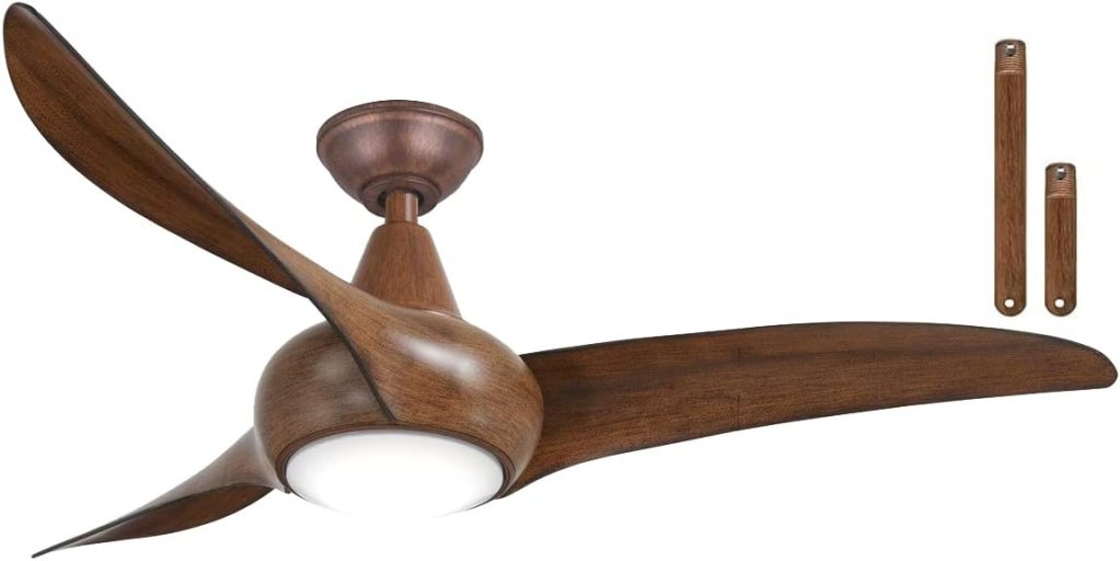 MINKA-AIRE F845-DK Light Wave LED 44 Distressed Koa Low Profile Ceiling Fan with Light, Remote Control and 3.5 Inch Downrod