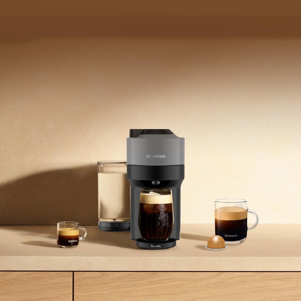 Nespresso Vertuo Pop+ Coffee and Espresso Maker by Breville with Milk Frother, Coconut White