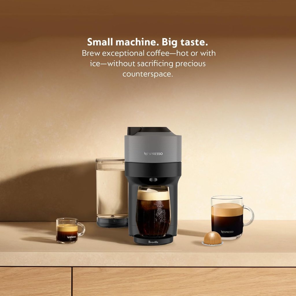Nespresso Vertuo Pop+ Coffee and Espresso Maker by Breville with Milk Frother, Coconut White