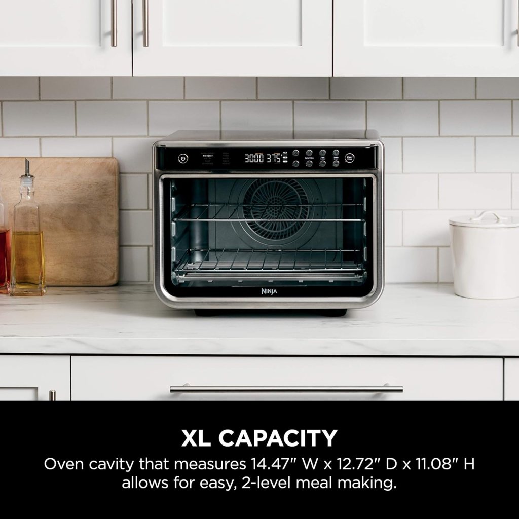 Ninja Air Fryer  Toaster Oven | Foodi Series, XL Pro Air Oven Kitchen Countertop Convection | 10-in-1 Functions | Fits a 5-lb Chicken  Sheet Pan of Vegetables | 1800 Watts | Stainless Steel | DT201