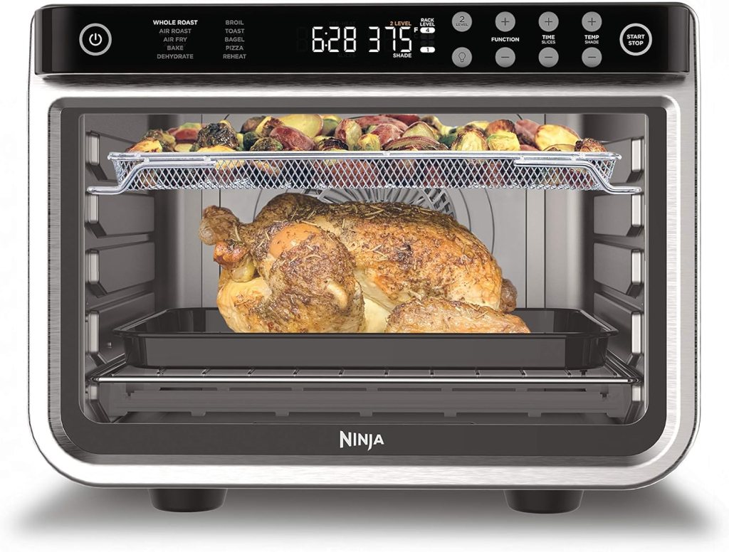 Ninja Air Fryer  Toaster Oven | Foodi Series, XL Pro Air Oven Kitchen Countertop Convection | 10-in-1 Functions | Fits a 5-lb Chicken  Sheet Pan of Vegetables | 1800 Watts | Stainless Steel | DT201