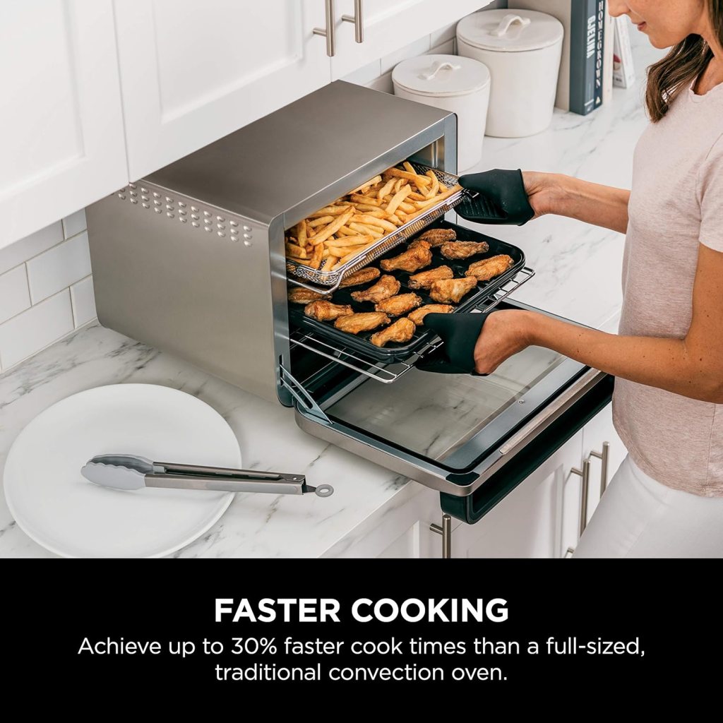 Ninja Air Fryer  Toaster Oven | Foodi Series, XL Pro Air Oven Kitchen Countertop Convection | 10-in-1 Functions | Fits a 5-lb Chicken  Sheet Pan of Vegetables | 1800 Watts | Stainless Steel | DT201