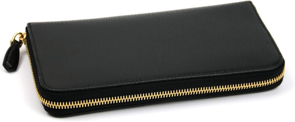 Prada Womens Black Leather Long Wallet 1ml506 Vitello Move Nero Zip Around