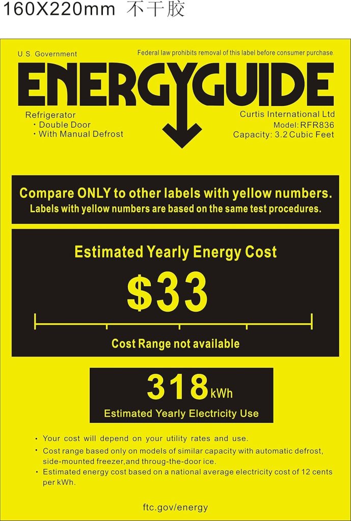 RCA RFR836 3.2 Cu Ft 2 Door Fridge and Freezer, Stainless Steel RCA RFR836 3.2 Cu Ft 2 Door Fridge and Freezer, Stainless Steel