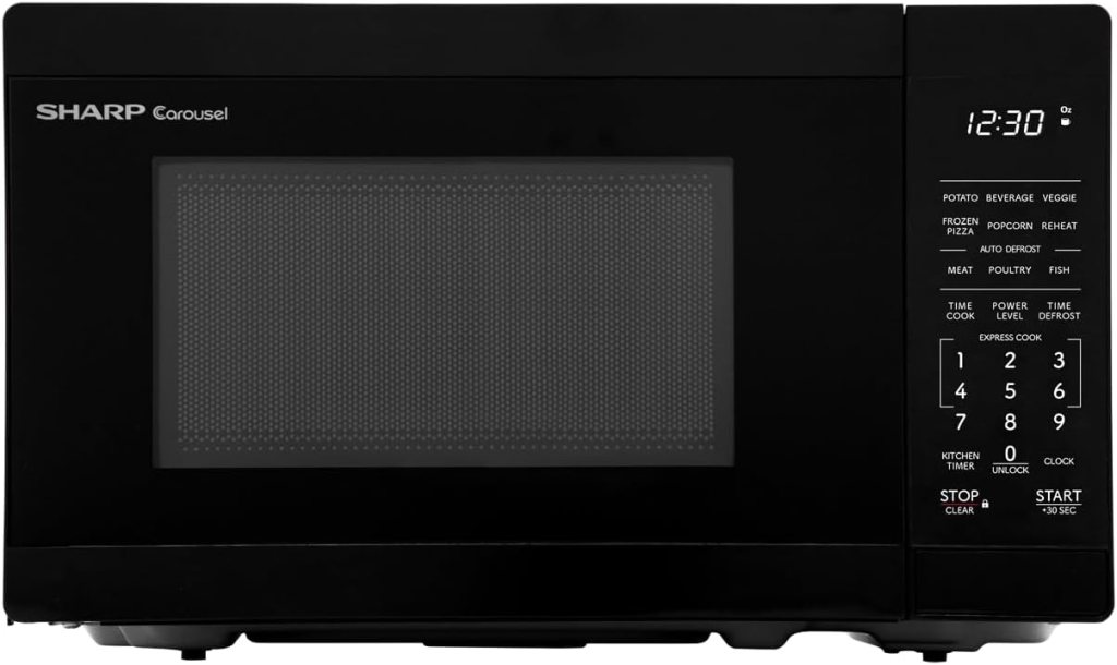 SHARP Compact Countertop Microwave Oven with Removable 10 Carousel Turntable, 700 Watt, 0.7 Cubic Feet, Black