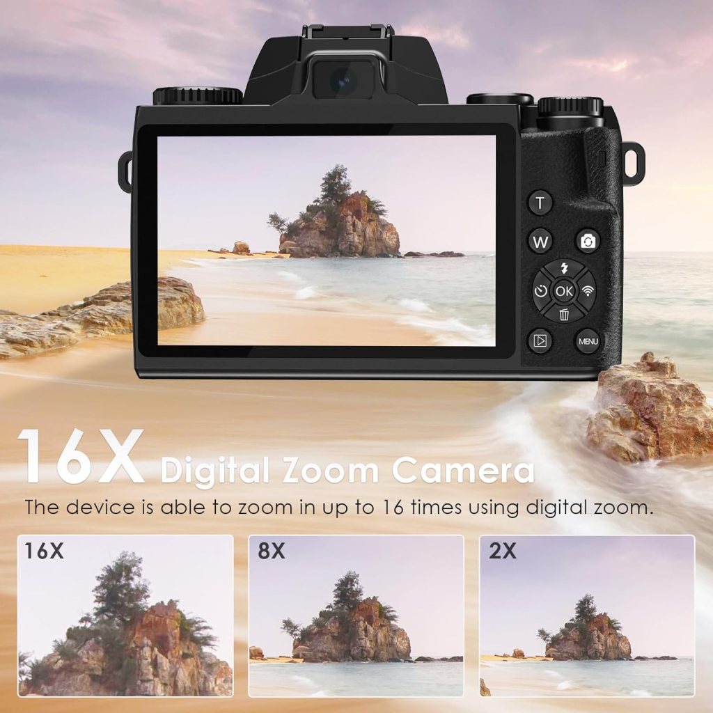 VJIANGER 2024 Upgrade 4K Digital Camera for Photography Vlogging - 64MP, WiFi, 52mm Fixed Lens, 4.0 Touch Screen, 32GB SD Card Camera Bag (W05-BlackS2) VJIANGER 2024 Upgrade 4K Digital Camera for Photography Vlogging - 64MP, WiFi, 52mm Fixed Lens, 4.0 Touch Screen, 32GB SD Card Camera Bag (W05-BlackS2)