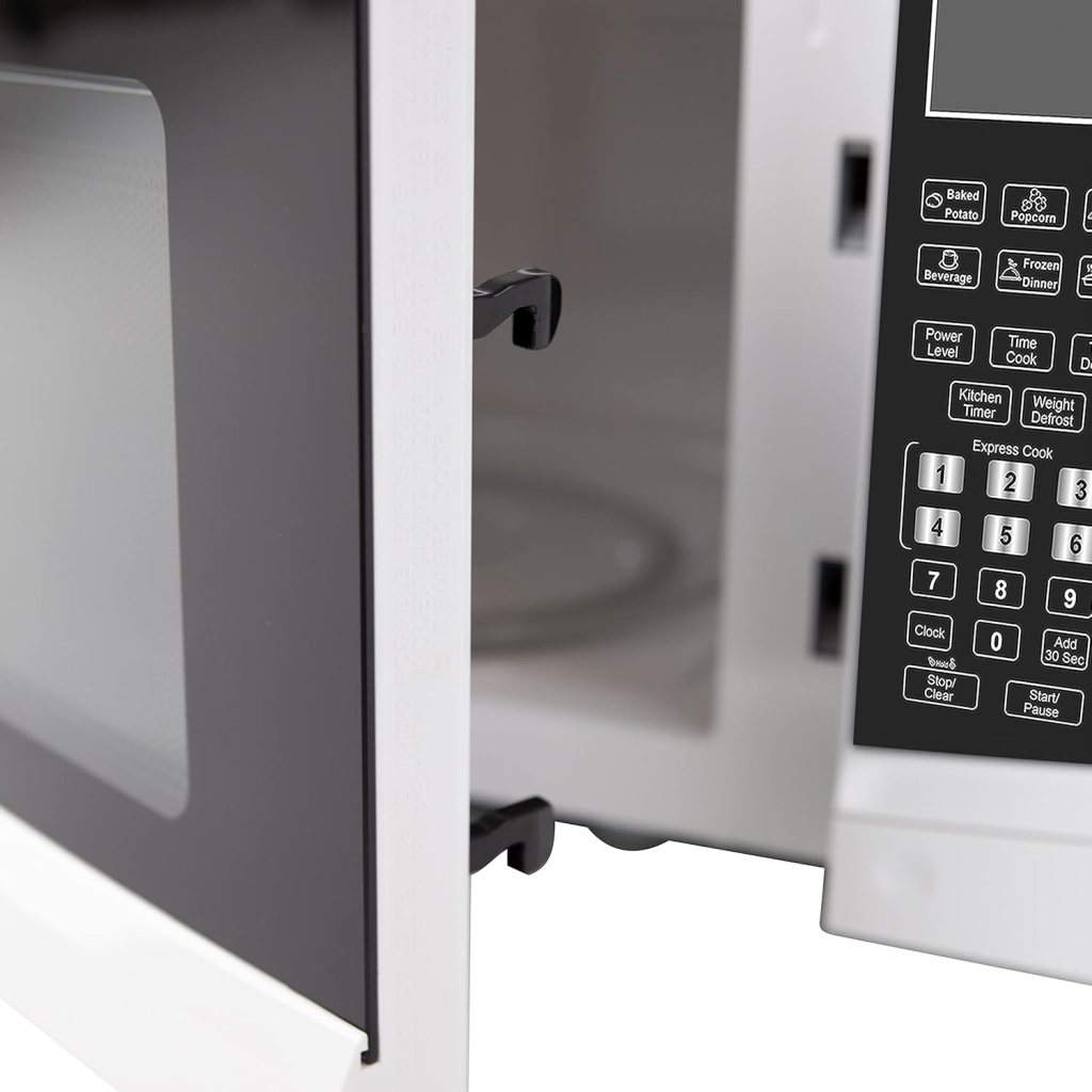 West Bend WBMW92W Microwave Oven 900-Watts Compact with 6 Pre Cooking Settings, Speed Defrost, Electronic Control Panel and Glass Turntable, 0.9-Cu.Ft, White