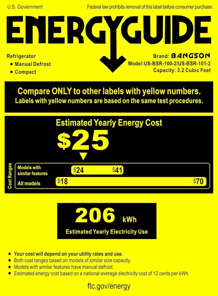 BANGSON Mini Fridge with Freezer, 3.2Cu.Ft, Single Door Small Refrigerator, Energy-Efficient, Low Noise, Mini fridge for Bedroom Dorm and Office, Silver