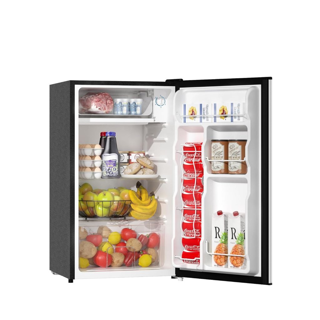 BANGSON Mini Fridge with Freezer, 3.2Cu.Ft, Single Door Small Refrigerator, Energy-Efficient, Low Noise, Mini fridge for Bedroom Dorm and Office, Silver BANGSON Mini Fridge with Freezer, 3.2Cu.Ft, Single Door Small Refrigerator, Energy-Efficient, Low Noise, Mini fridge for Bedroom Dorm and Office, Silver