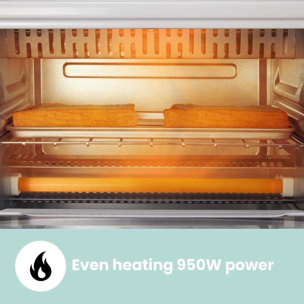 COMFEE Countertop Oven, Small Toaster Oven Combo 4 slice, Mini Oven for 9 Pizza, Compact Oven, Bake, Broil, 950W, White, CTO-E101A(WH)