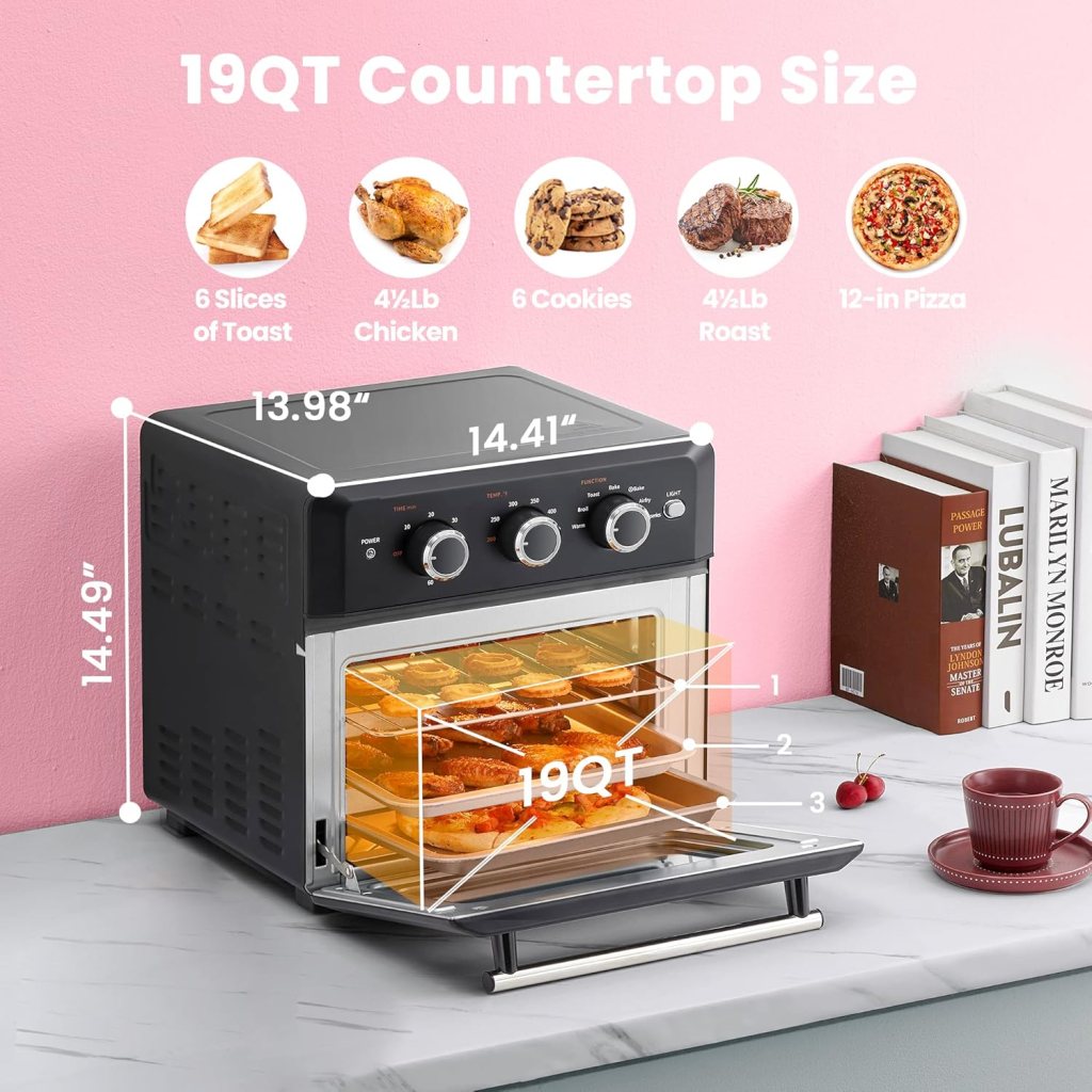 COMFEE Countertop Oven, Small Toaster Oven Combo 4 slice, Mini Oven for 9 Pizza, Compact Oven, Bake, Broil, 950W, White, CTO-E101A(WH)