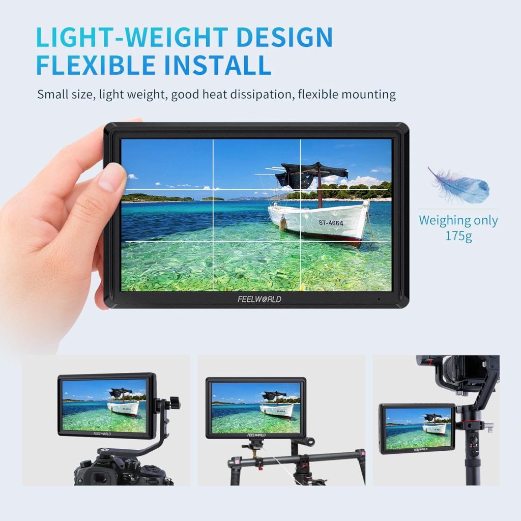 FEELWORLD FW568 6 inch DSLR Camera Field Monitor with Waveform LUTs Video Peaking Focus Assist 1920x1080 IPS 4K HDMI Professional Video Accessories