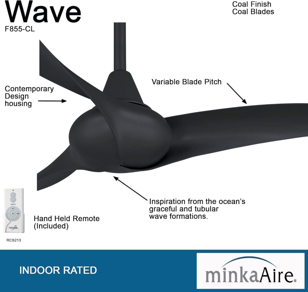 MINKA-AIRE F855-DK Wave 65 Ceiling Fan with Remote Control in Distressed Koa Finish