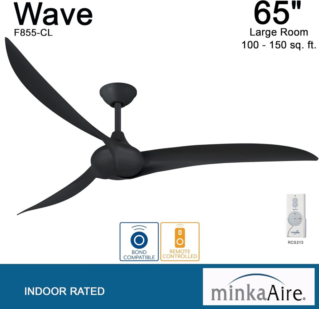 MINKA-AIRE F855-DK Wave 65 Ceiling Fan with Remote Control in Distressed Koa Finish