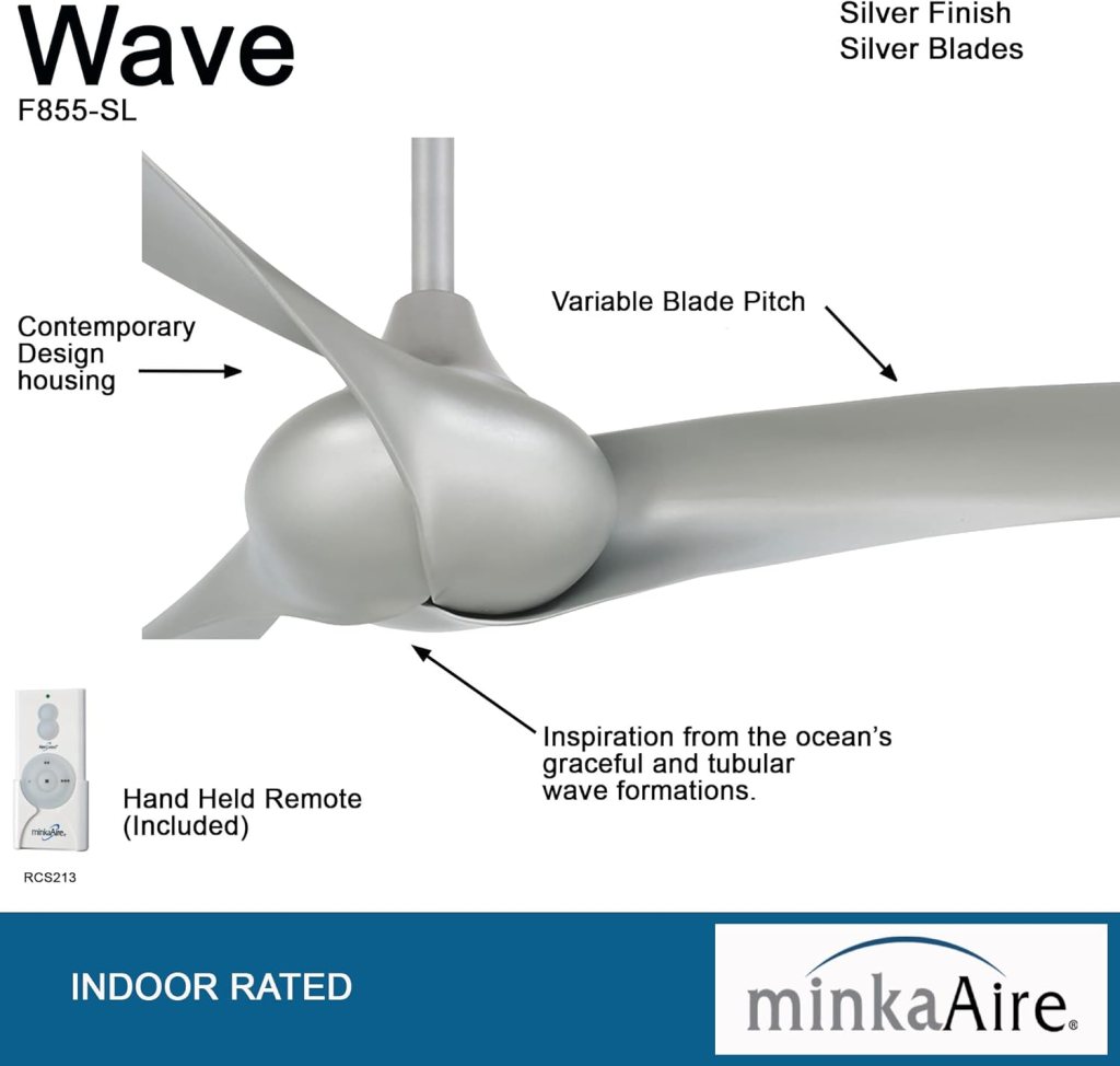 MINKA-AIRE F855-DK Wave 65 Ceiling Fan with Remote Control in Distressed Koa Finish