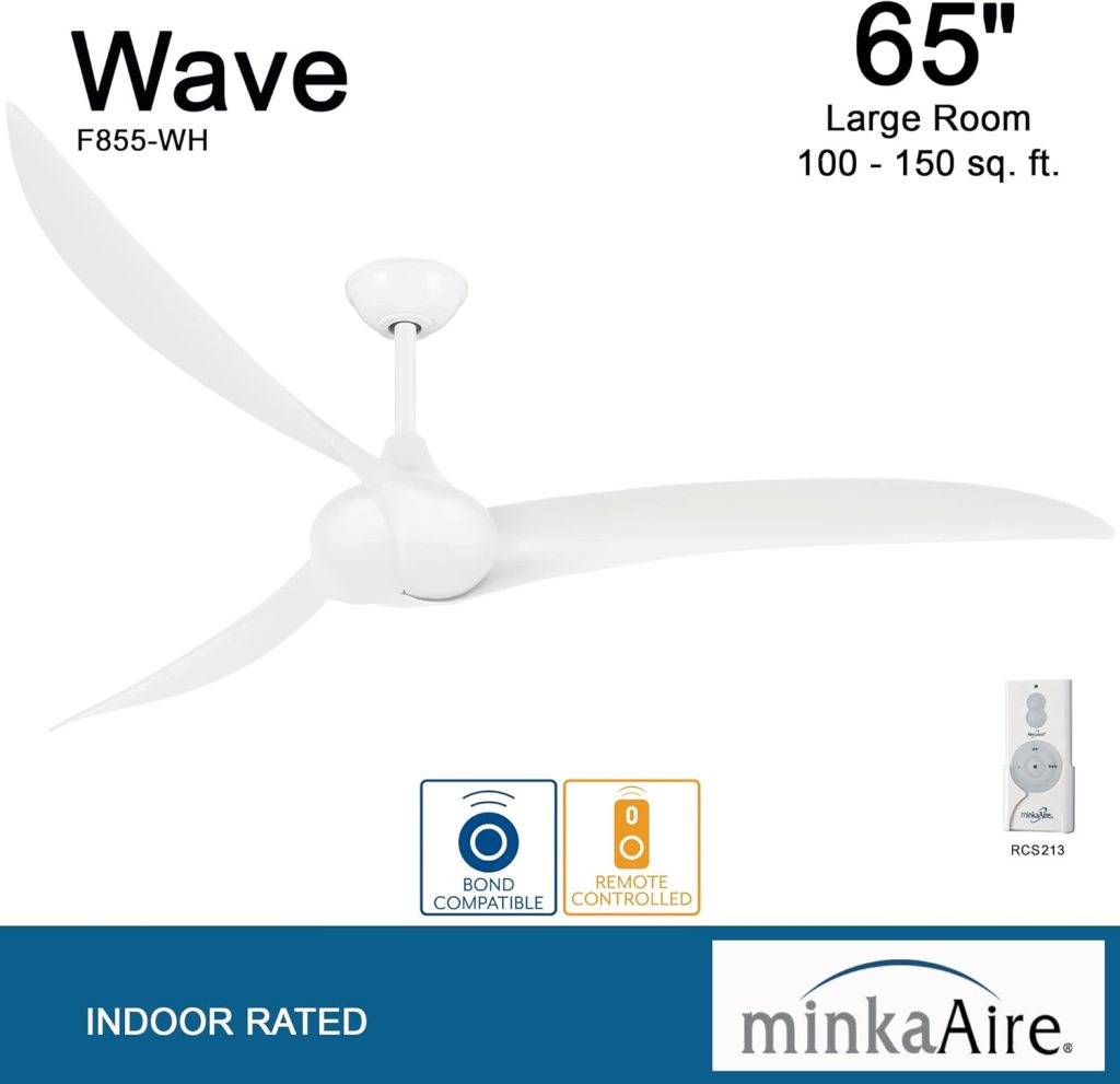 MINKA-AIRE F855-DK Wave 65 Ceiling Fan with Remote Control in Distressed Koa Finish